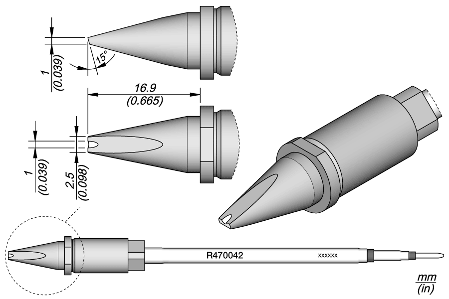 R470042 - Grooved Chisel Cartridge 2.5 x 1